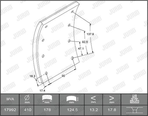 Jurid 1799201820 - Комплект гальмівних черевиків, барабанні гальма autocars.com.ua