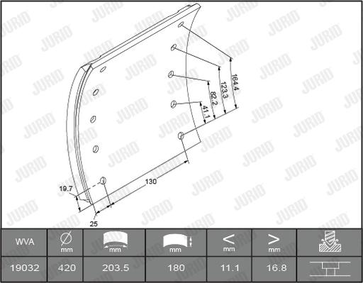 Jurid 1903214040 - Комплект гальмівних черевиків, барабанні гальма autocars.com.ua