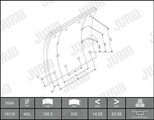 Jurid 1911611230 - Комплект тормозных башмаков, барабанные тормоза autodnr.net
