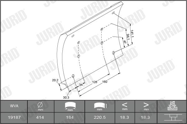 Jurid 1918701070 - Комплект гальмівних черевиків, барабанні гальма autocars.com.ua