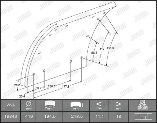 Jurid 1936904040 - Комплект гальмівних черевиків, барабанні гальма autocars.com.ua