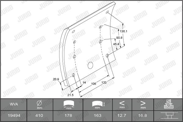 Jurid 1949405380 - Комплект тормозных башмаков, барабанные тормоза avtokuzovplus.com.ua