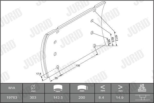 Jurid 1976201250 - Комплект гальмівних черевиків, барабанні гальма autocars.com.ua