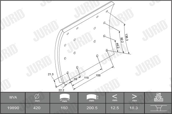 Jurid 1989005700 - Комплект тормозных башмаков, барабанные тормоза autodnr.net