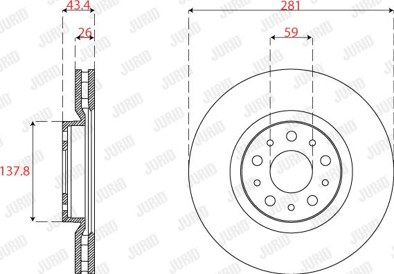 Jurid 563274JC - Гальмівний диск autocars.com.ua