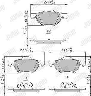 Jurid 572480J - Гальмівні колодки, дискові гальма autocars.com.ua