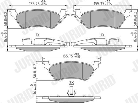 Jurid 572505J - Гальмівні колодки, дискові гальма autocars.com.ua