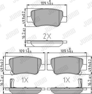 Jurid 572627J - Гальмівні колодки, дискові гальма autocars.com.ua