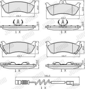 Jurid 573148J - Гальмівні колодки, дискові гальма autocars.com.ua