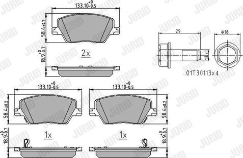 Jurid 573626J - Гальмівні колодки, дискові гальма autocars.com.ua