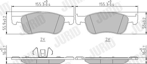 Jurid 573779J - Гальмівні колодки, дискові гальма autocars.com.ua