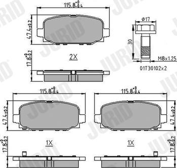 Jurid 573824J - Тормозные колодки, дисковые, комплект avtokuzovplus.com.ua