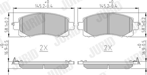 Jurid 574044J - Тормозные колодки, дисковые, комплект avtokuzovplus.com.ua