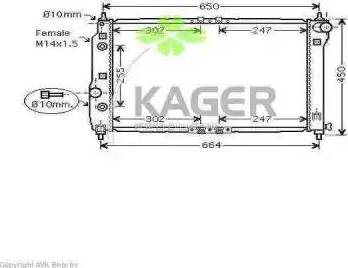 Kager 31-2443 - Радіатор, охолодження двигуна autocars.com.ua