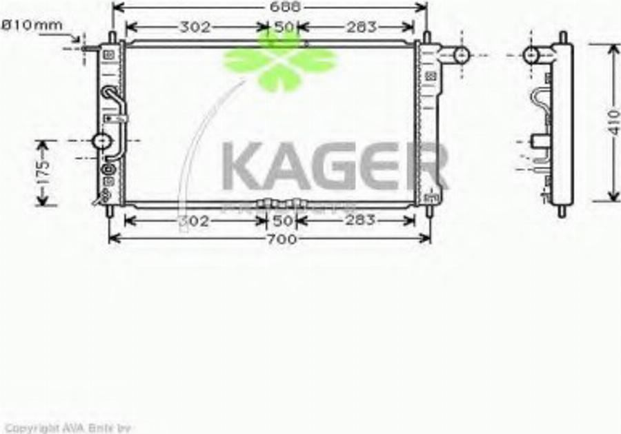 Kager 312555 - Радіатор, охолодження двигуна autocars.com.ua