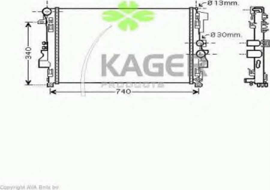 Kager 31-3489 - Радіатор, охолодження двигуна autocars.com.ua