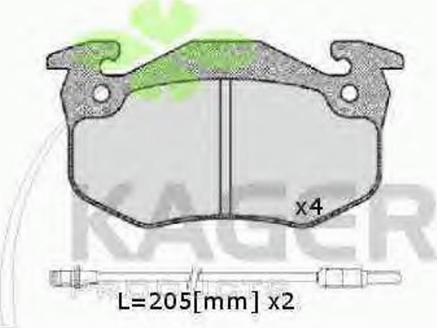 Kager 35-0110 - Тормозные колодки, дисковые, комплект avtokuzovplus.com.ua