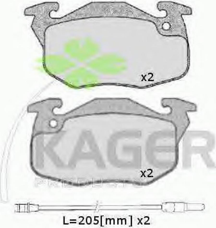 Kager 35-0122 - Тормозные колодки, дисковые, комплект autodnr.net