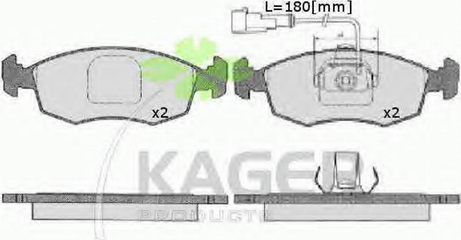 Kager 35-0143 - Тормозные колодки, дисковые, комплект avtokuzovplus.com.ua