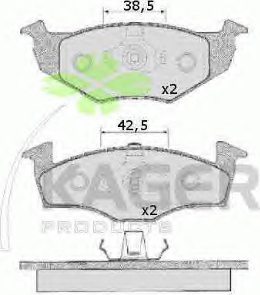 Kager 35-0160 - Гальмівні колодки, дискові гальма autocars.com.ua