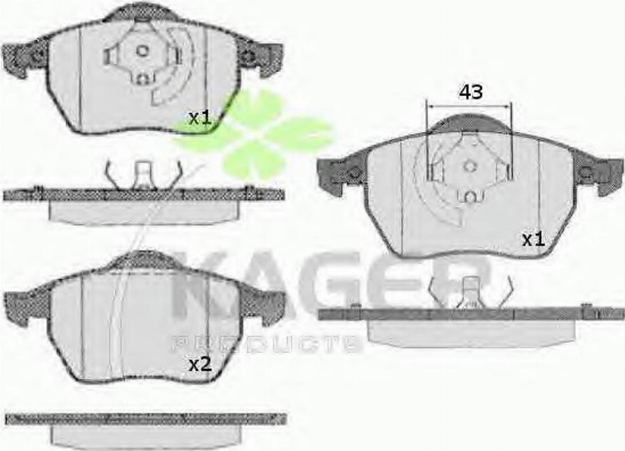 Kager 35-0213 - Гальмівні колодки, дискові гальма autocars.com.ua