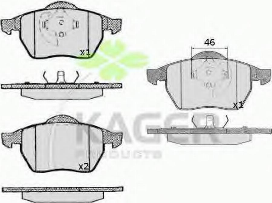 Kager 35-0215 - Гальмівні колодки, дискові гальма autocars.com.ua