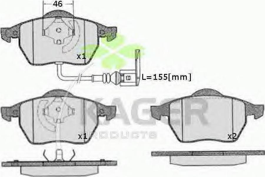 Kager 350216 - Тормозные колодки, дисковые, комплект avtokuzovplus.com.ua