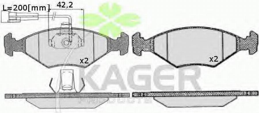 Kager 350223 - Тормозные колодки, дисковые, комплект avtokuzovplus.com.ua