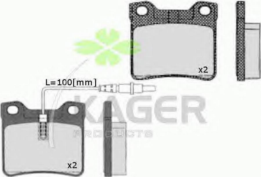 Kager 35-0275 - Тормозные колодки, дисковые, комплект avtokuzovplus.com.ua