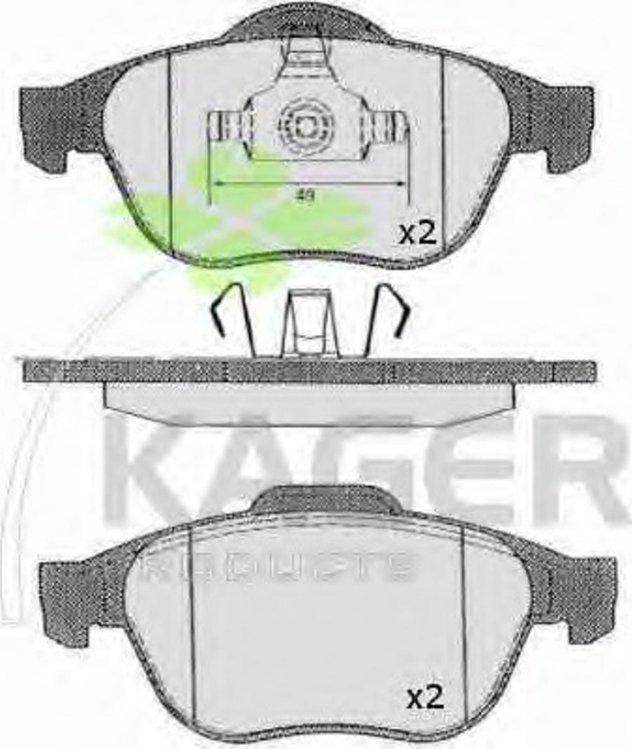 Kager 350533 - Гальмівні колодки, дискові гальма autocars.com.ua