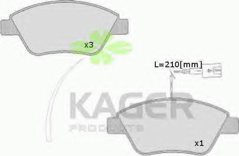 Kager 350543 - Тормозные колодки, дисковые, комплект autodnr.net