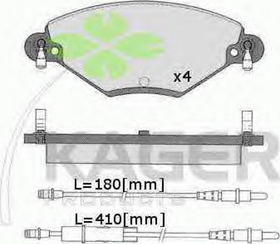 Kager 35-0548 - Тормозные колодки, дисковые, комплект avtokuzovplus.com.ua