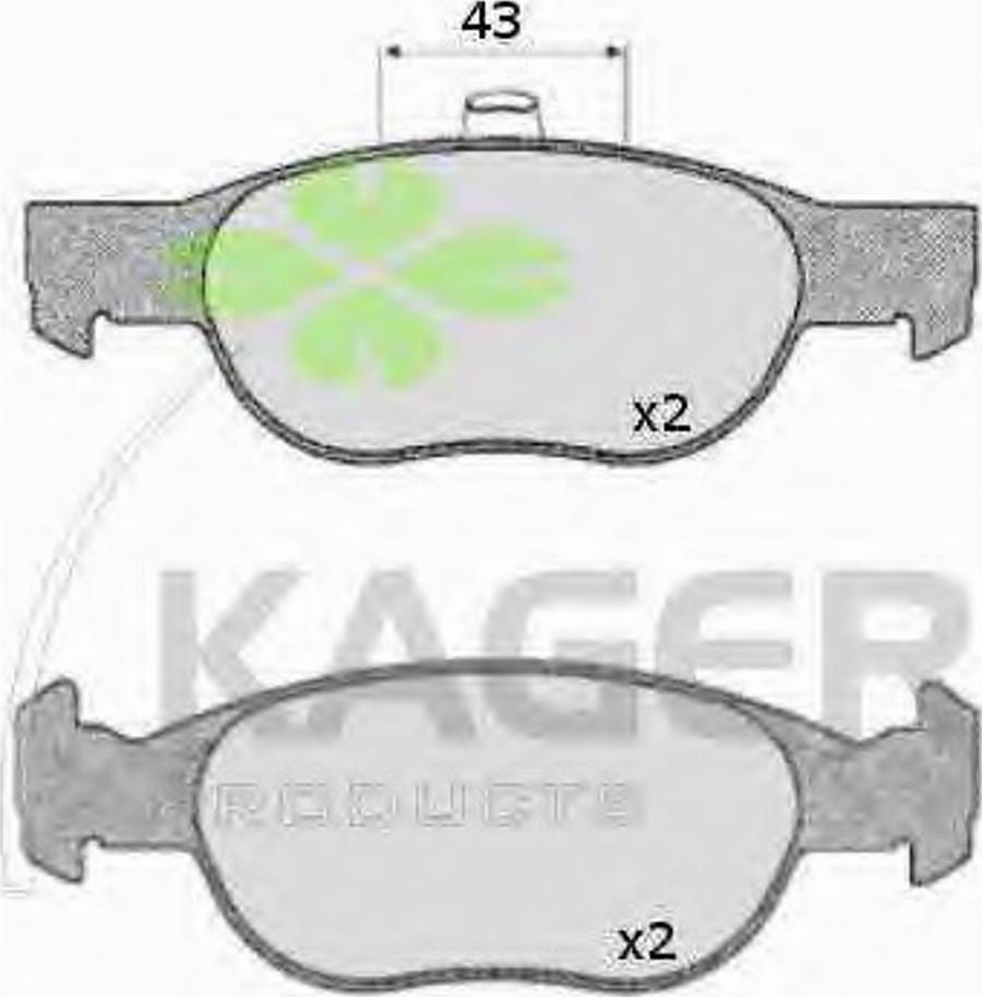 Kager 350642 - Тормозные колодки, дисковые, комплект avtokuzovplus.com.ua