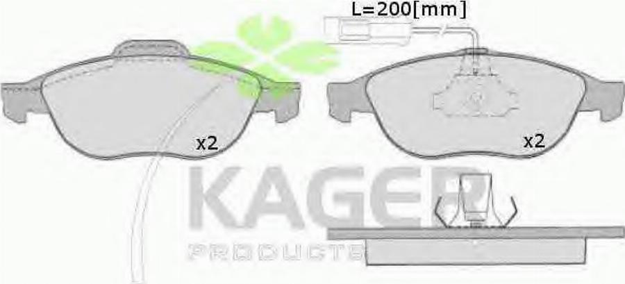 Kager 35-0643 - Гальмівні колодки, дискові гальма autocars.com.ua