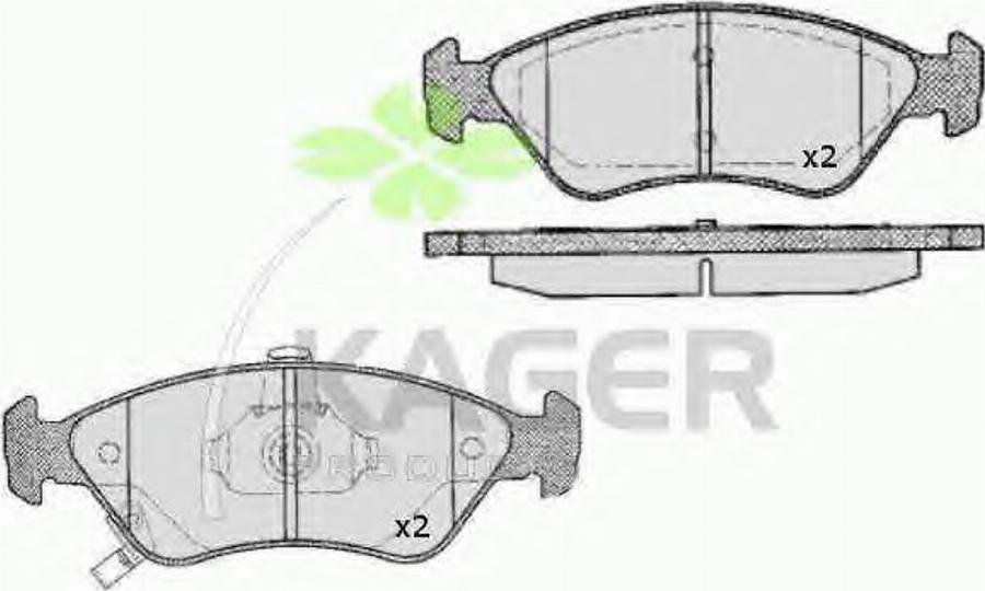 Kager 350657 - Тормозные колодки, дисковые, комплект avtokuzovplus.com.ua