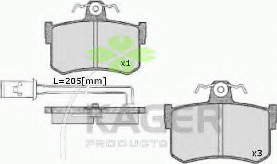 Kager 35-0668 - Тормозные колодки, дисковые, комплект avtokuzovplus.com.ua