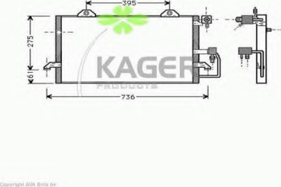 Kager 94-5005 - Конденсатор, кондиціонер autocars.com.ua