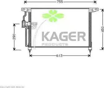 Kager 94-5255 - Конденсатор, кондиціонер autocars.com.ua