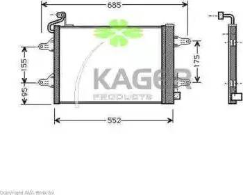 Kager 945336 - Конденсатор, кондиціонер autocars.com.ua