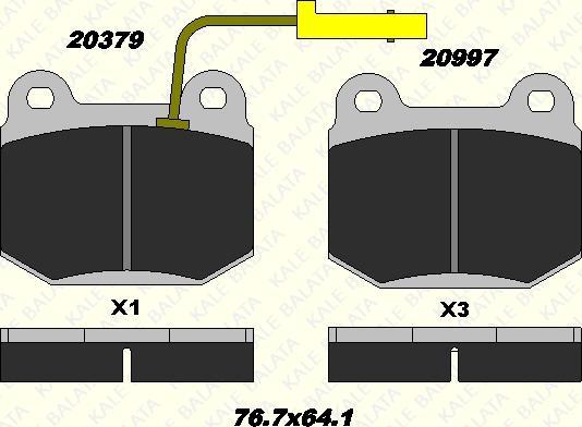 KALE 20379 165 05 - Гальмівні колодки, дискові гальма autocars.com.ua