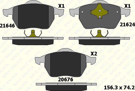 KALE 21624 204 05 - Гальмівні колодки, дискові гальма autocars.com.ua