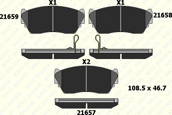 KALE 21657 165 05 - Гальмівні колодки, дискові гальма autocars.com.ua