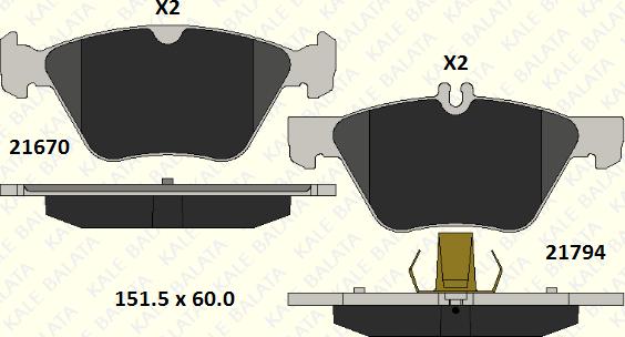 KALE 21670 203 05 - Гальмівні колодки, дискові гальма autocars.com.ua