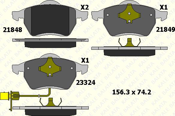 KALE 21849 206 05 - Гальмівні колодки, дискові гальма autocars.com.ua