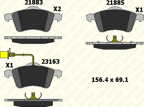 KALE 21885 206 05 - Тормозные колодки, дисковые, комплект autodnr.net