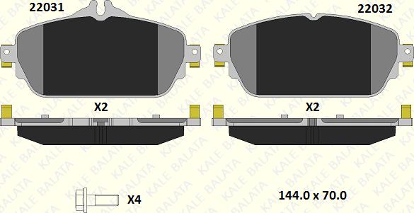 KALE 22031 193 15 - Гальмівні колодки, дискові гальма autocars.com.ua