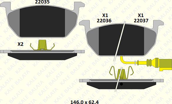 KALE 22035 172 05 - Гальмівні колодки, дискові гальма autocars.com.ua