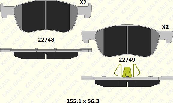 KALE 22748 161 05 - Гальмівні колодки, дискові гальма autocars.com.ua