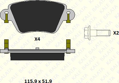 KALE 23557 172 14 - Гальмівні колодки, дискові гальма autocars.com.ua