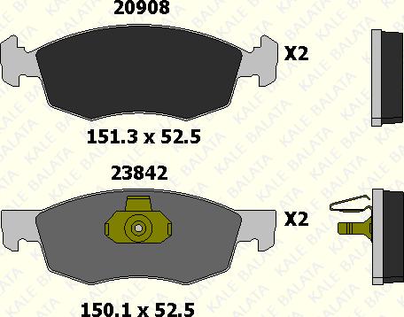 KALE 23842 180 05 - Гальмівні колодки, дискові гальма autocars.com.ua